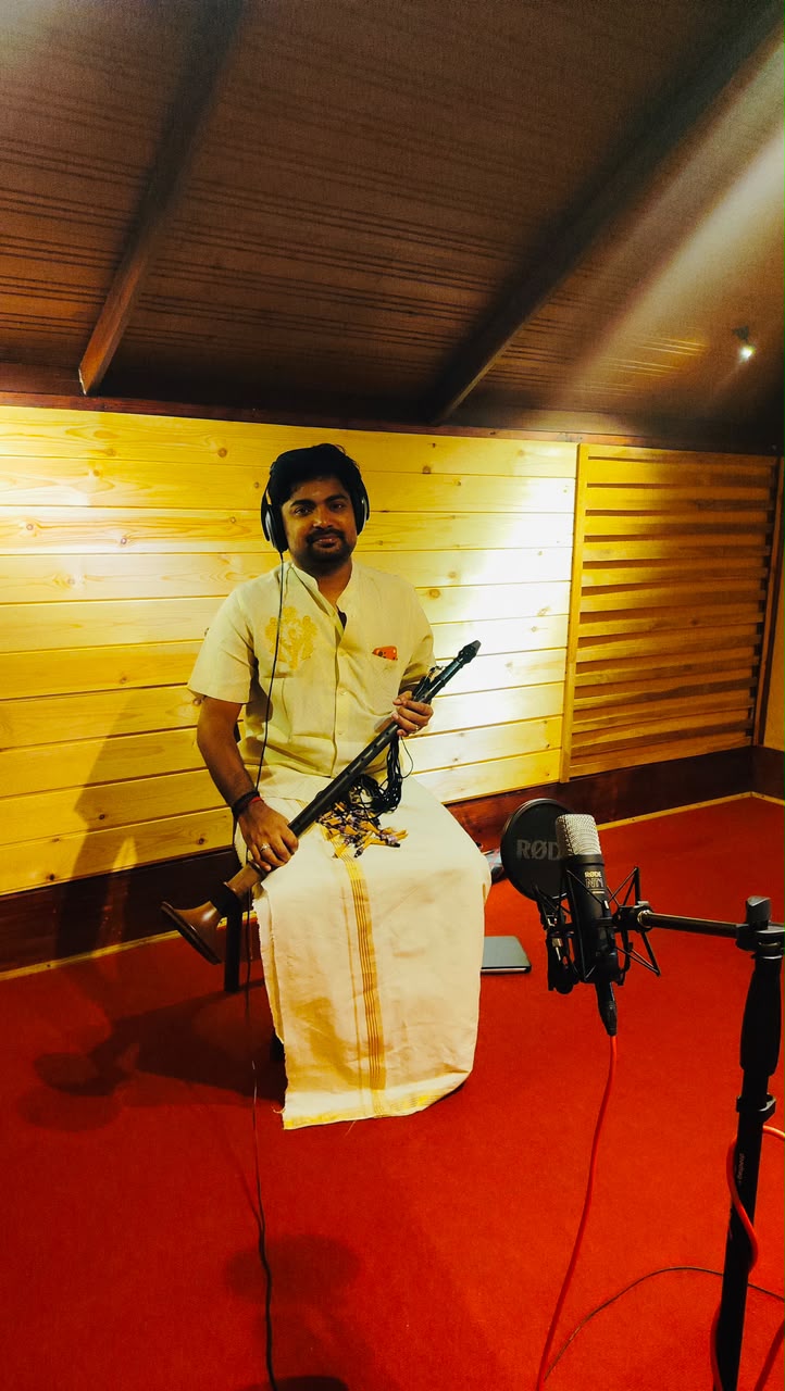 Akhil recording in the studio
